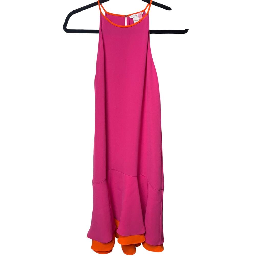 Hot pink halter flutter dress. Diane von Furstenberg